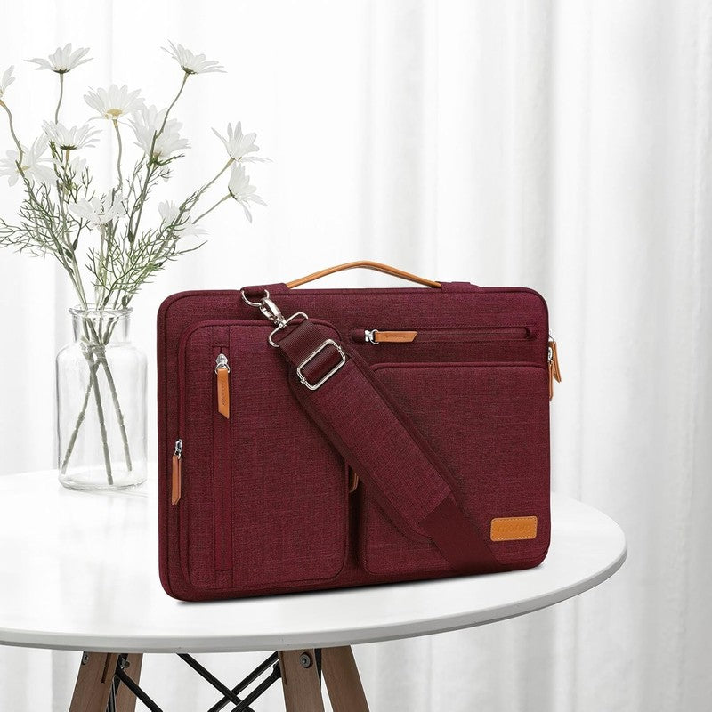 15.6 Inch Laptop Shoulder Bag 360 Protective Messenger 4 Zipper Pockets2
