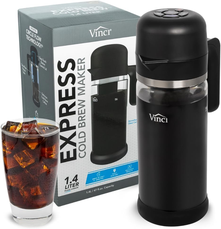 Electric Cold Brew Coffee Maker 10 Min Glass Carafe 1.4L 3 Strength Settings9