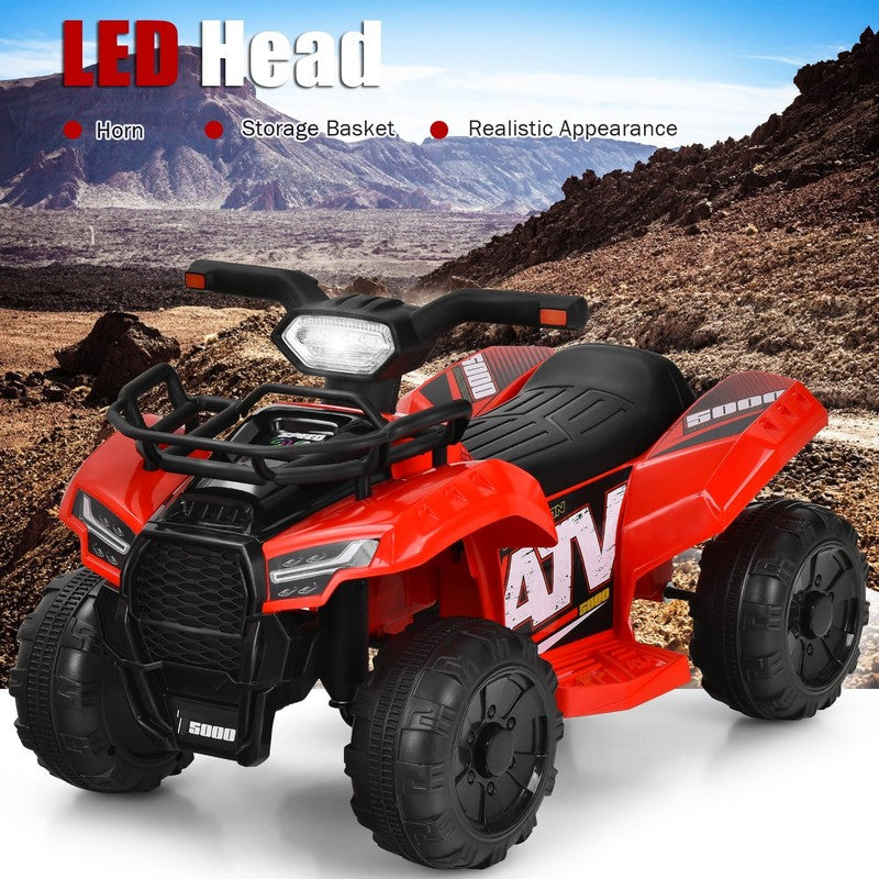 6V Kids ATV Quad Electric Ride on Car Toy Toddler W/Led Light&Mp3 Rose2