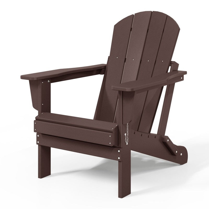 Malibu Outdoor Folding HDPE Adirondack Deck Chair - Patio & Outdoor Lounge, Weat2