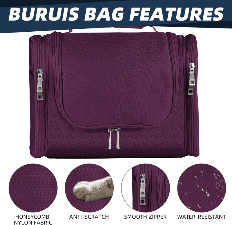 Large Hanging Toiletry Bag Travel Dopp Kit Water-Resistant Men & Women Purple6