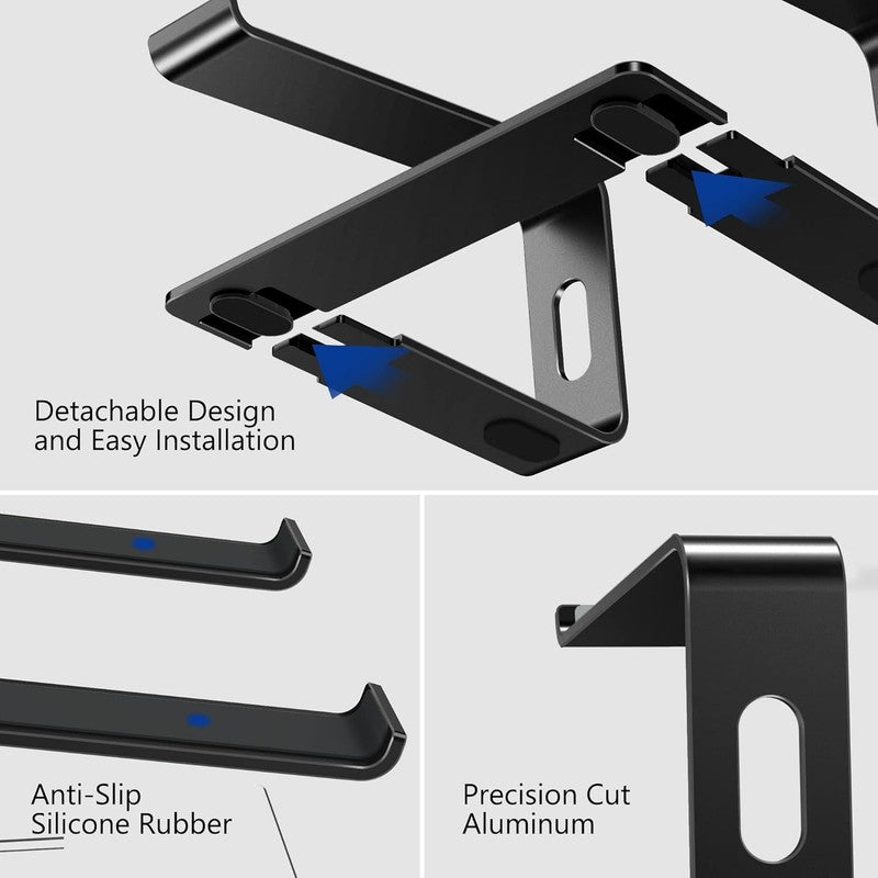 Aluminum Laptop Stand Ergonomic Detachable Riser Holder for 10 15.6" Black4