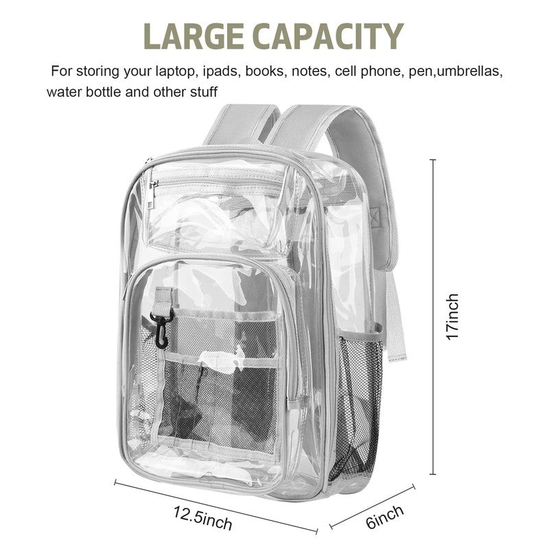 Clear Backpack, Heavy Duty PVC Transparent Backpack Stadium Approved with Reinfo4