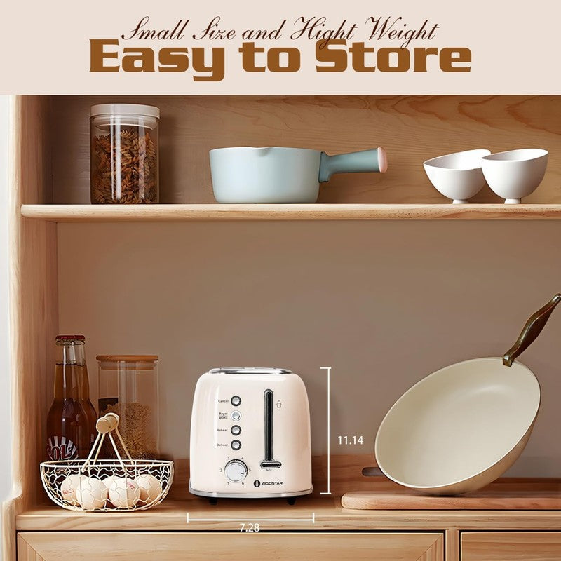 Retro 2-Slice Toaster Cream White Extra-Wide Slot Stainless Steel3