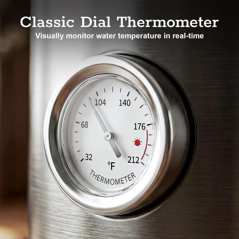 Electric Kettle 1.7L 1200W Thermometer Stainless Steel Auto Shut Off Chrome3