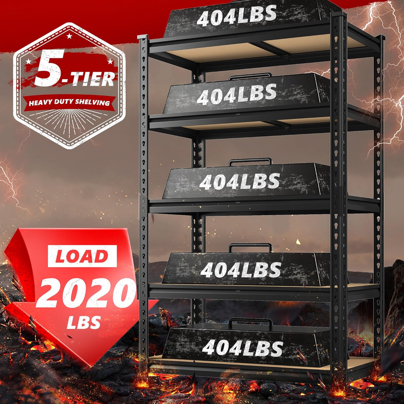 2020LBS Storage Shelves 5 Tier Garage Shelving Heavy Duty Adjustable Garage Shel4