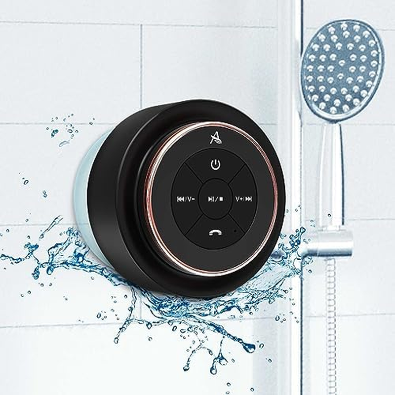 Soundangel Mate Shower Speaker, IPX7, Deep Bass, 12H Play, Mic, Rose Gold Gift10