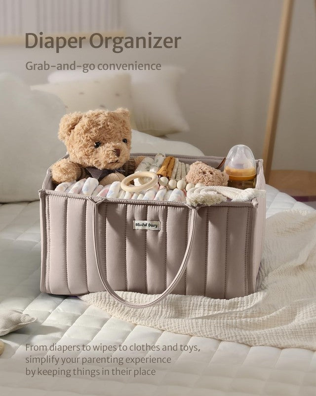 Baby Diaper Caddy Organizer Storage Basket Newborn Essentials Sand3