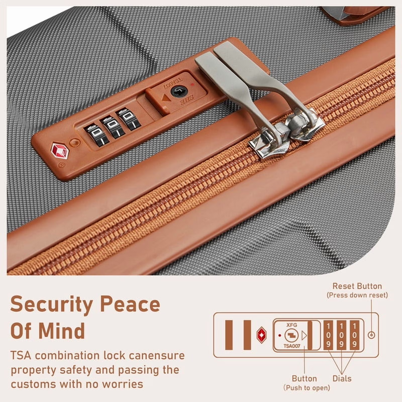 3Pc Hardside Luggage Set TSA Lock Spinner Wheels Gray3