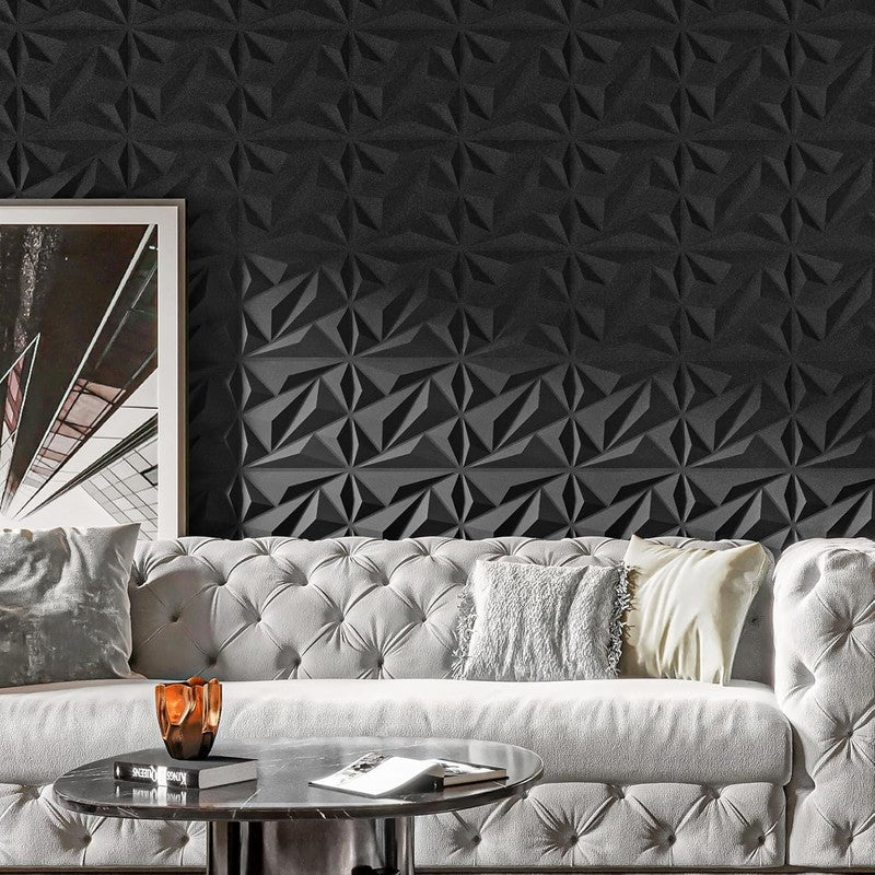 33 Pack 3D Wall Panel Diamond for Interior Wall Décor, PVC Flower Textured Wall 3