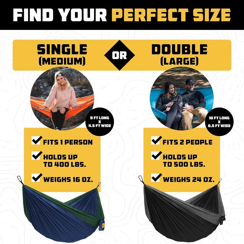 Camping Hammock w/ Tree Straps – Portable 500LB Travel & Hiking Gear1