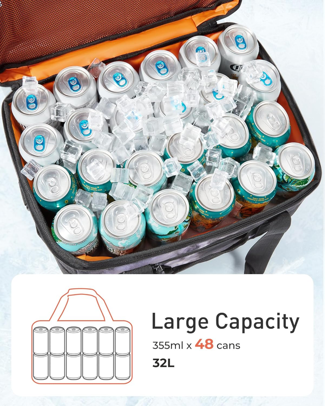 Soft Sided Cooler Bag 48-Can Insulated Collapsible Leakproof Picnic Beach Travel4