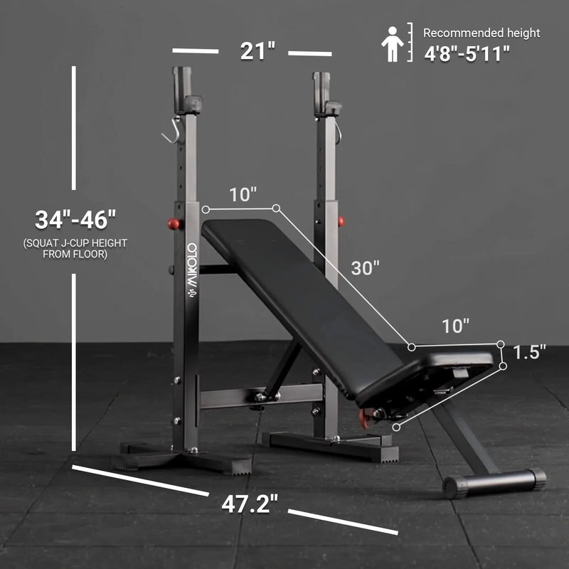 Adjustable Weight Bench, 660LBS Foldable Bench Press with Squat Rack, Multi Func8