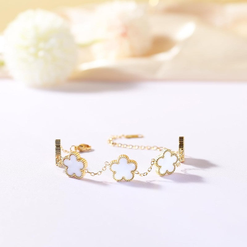 3Pcs 18K Gold Four Leaf Clover Bracelet Set Lucky Gift for Women5
