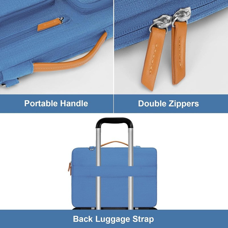 15.6 Inch Laptop Shoulder Bag 360 Protective Messenger 4 Zipper Pockets4