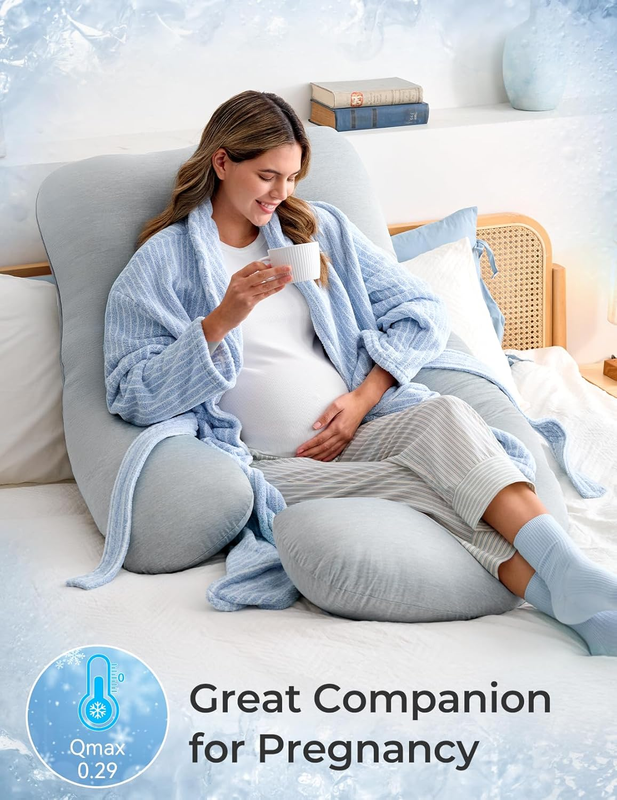 57in U Shaped Pregnancy Pillow Cooling Cover Full Body Maternity1