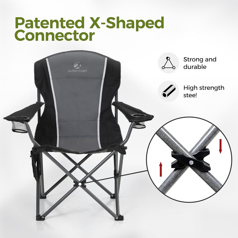 Oversized Quad Back Camping Chair 350lbs Heavy Duty Folding Chair7