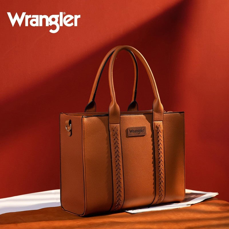 Wrangler 3Pcs Handbags Set Tote Bag & Medium Crossbody Purse & Wallet, Brown1