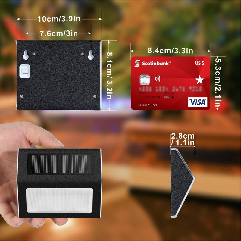 6 Pack Solar LED Lights for Steps, Decks & Pathways   Rainproof Black Metal1