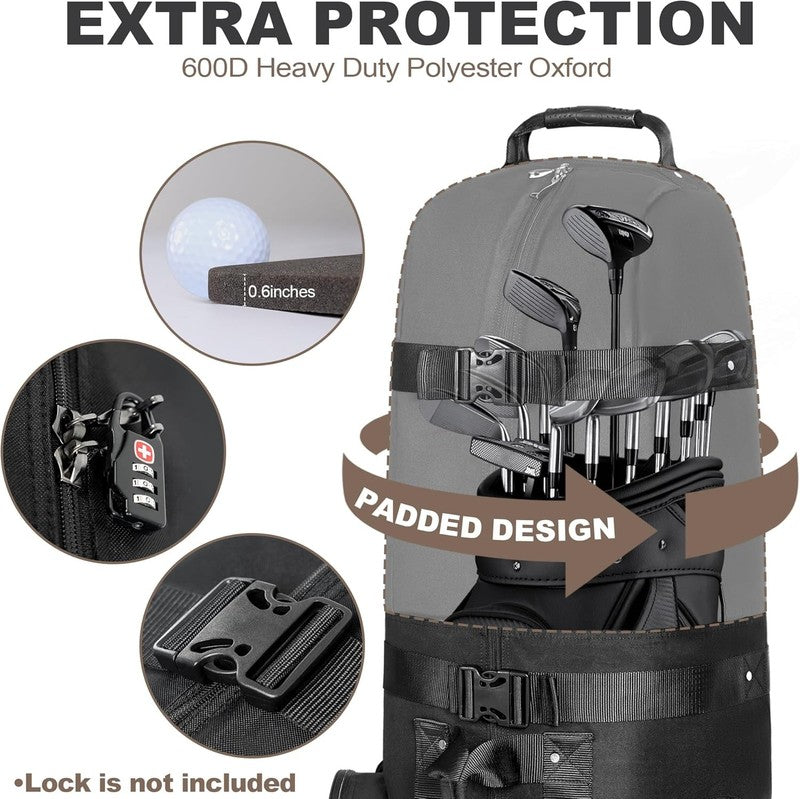 Golf Travel Bag Heavy Duty 600D Polyester Soft Sided w Wheels Universal Size2