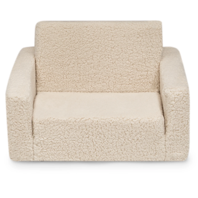 Cozee Flip Out Sherpa 2 In 1 Convertible Chair to Lounger for Kids, Cream8