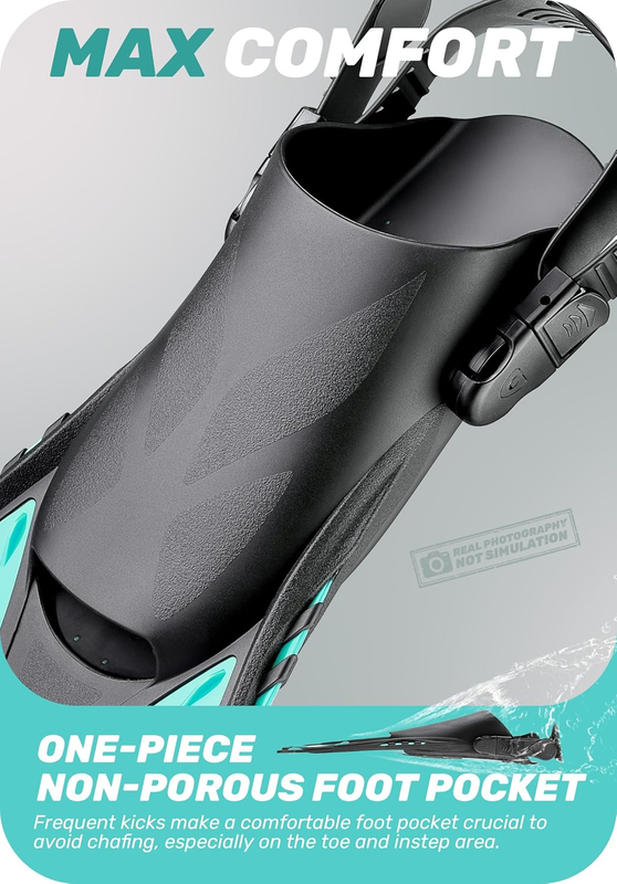 Travel Size Snorkel Fins Adjustable Open Heel Swim Fins for Diving Snorkeling3