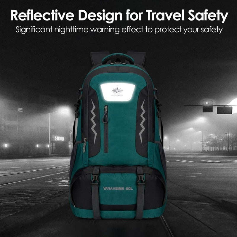 60L Waterproof Hiking Backpack with Reflective Strips & Safety Whistle, Large Ca5