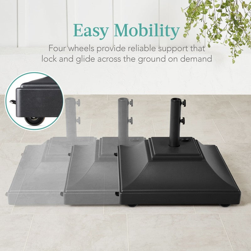 Mobile Umbrella Base, Fillable Heavy-Duty Market Stand W/4 Wheels, 2 Locks, 120L1