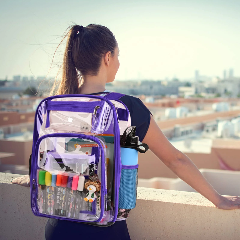 Clear Backpack, Heavy Duty PVC Transparent Backpack Stadium Approved with Reinfo1