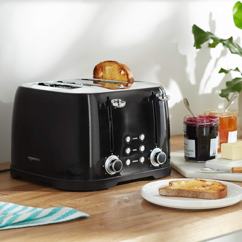 4 Slice Toaster Black   6 Browning Settings, Bagel, Defrost, Cancel, 1600W6