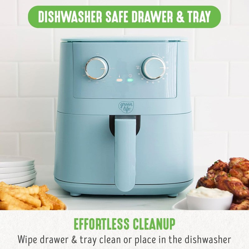 4.5QT Air Fryer, Mechanical Dial Controls, Pfas Free Ceramic Nonstick Drawer, Ad6