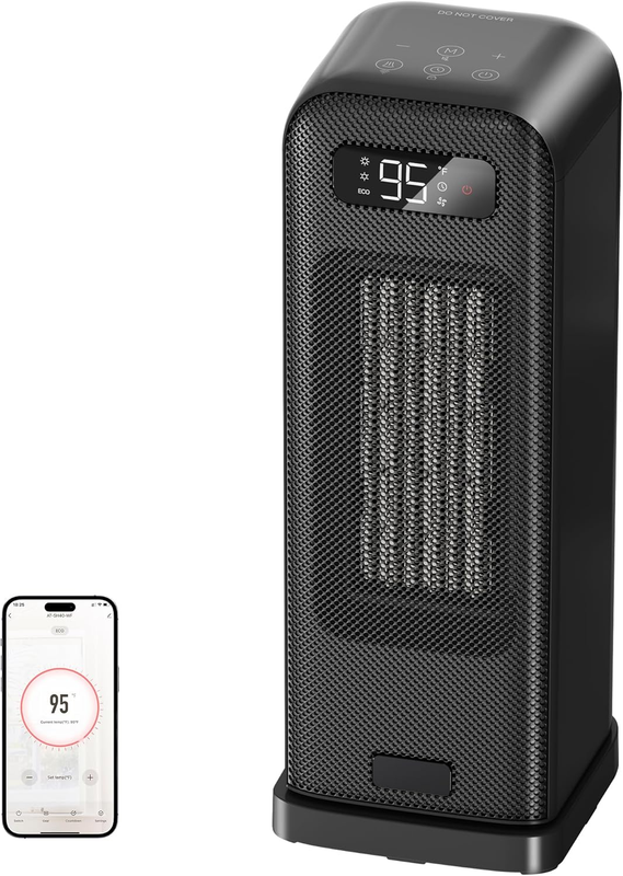 Smart 1500W Portable Electric Space Heater WiFi Thermostat Timer 4 Modes Black9