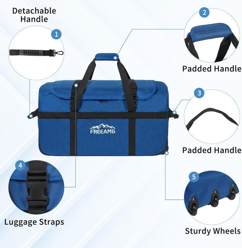 116L Foldable Rolling Duffel Bag 30" Large Travel Camping Outdoors2