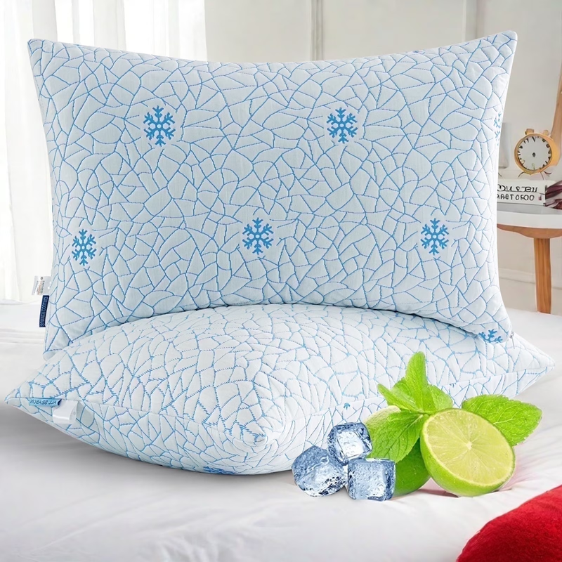 Cooling Memory Foam Queen Pillows Set of 2 Adjustable Support 30"x20"0