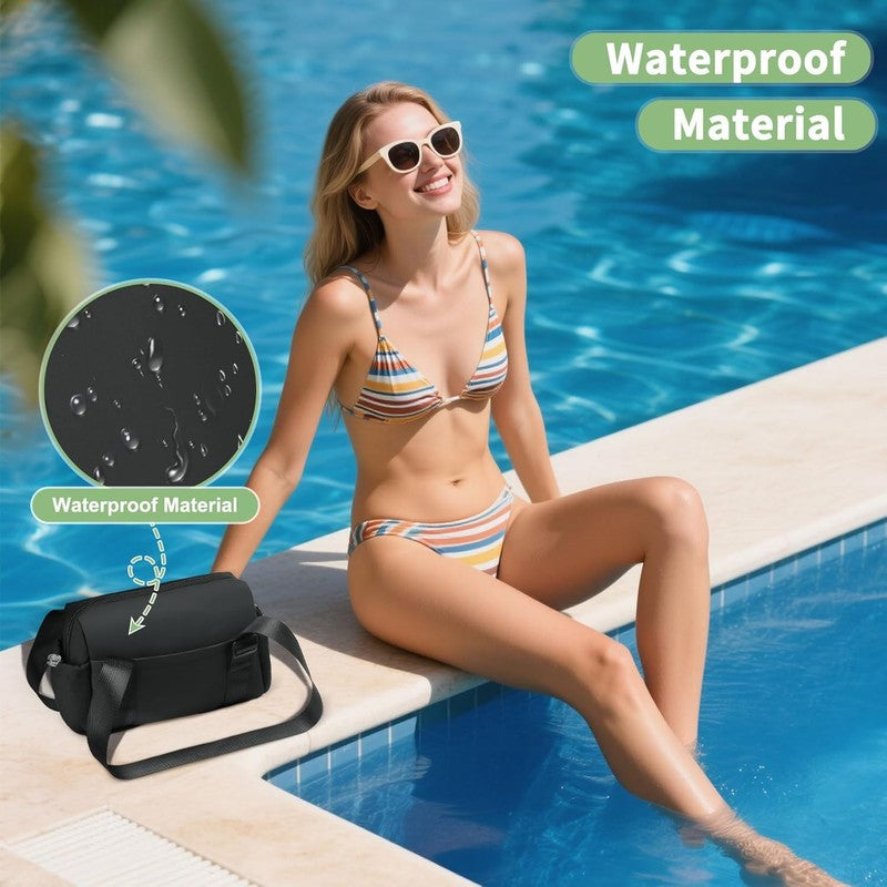 Mini Gym Bag Women Waterproof PU Fitness Tote Wet Compartment Black5
