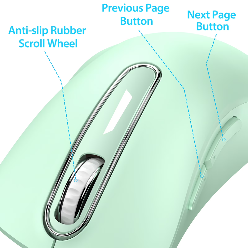 2.4GHz Wireless Mouse 1400 DPI 5 Button USB Receiver PC Laptop Light Green3