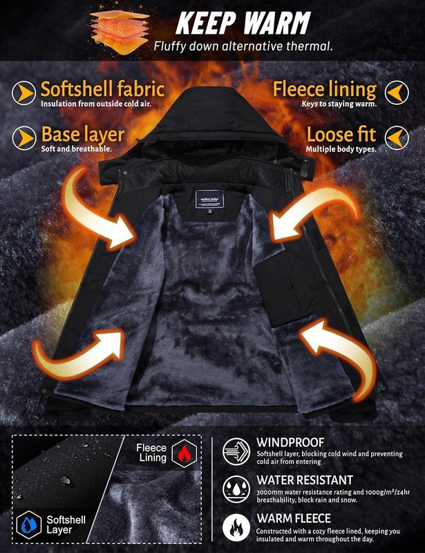 Men'S Winter Skiing Jackets Water Resistant Fleece Coats Insulated Thermal Snowb2