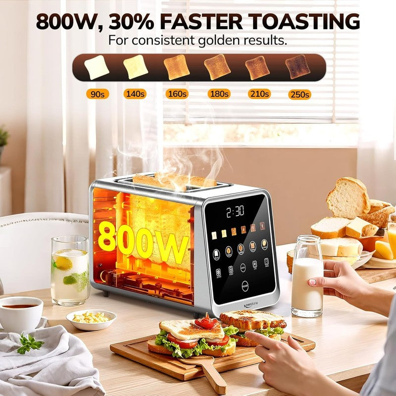 2-Slice Digital Smart Toaster Touchscreen Reheat Defrost Bagels Bread SS4