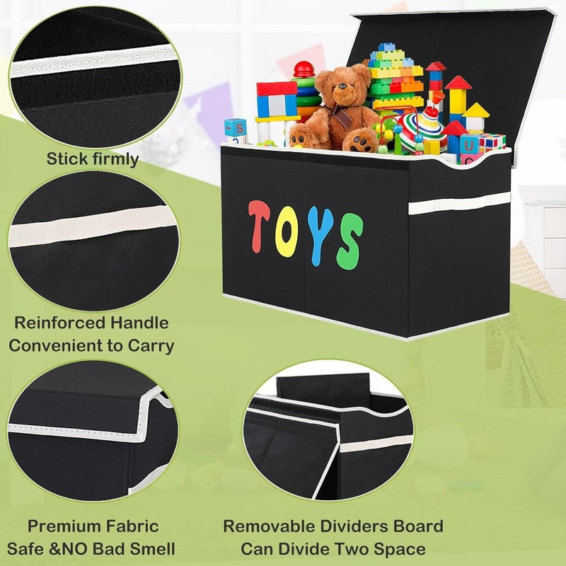 Toy Box Chest Collapsible Kids Storage Bins Extra Large Organizer Black4