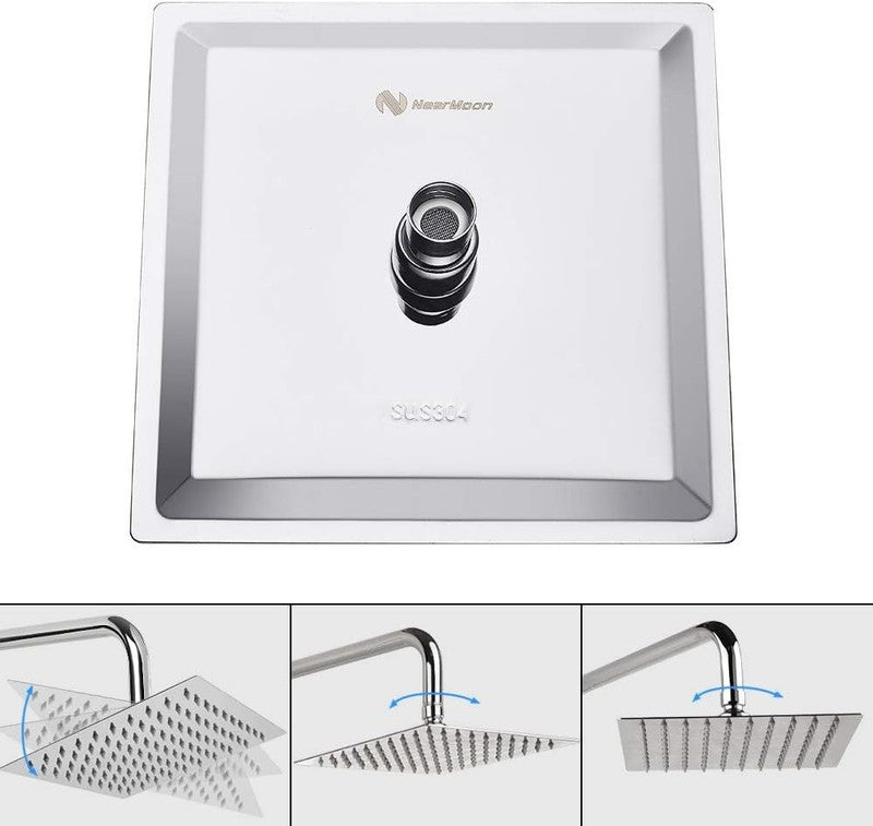 8" Chrome Rainfall Shower Head High Pressure Stainless Steel Square3