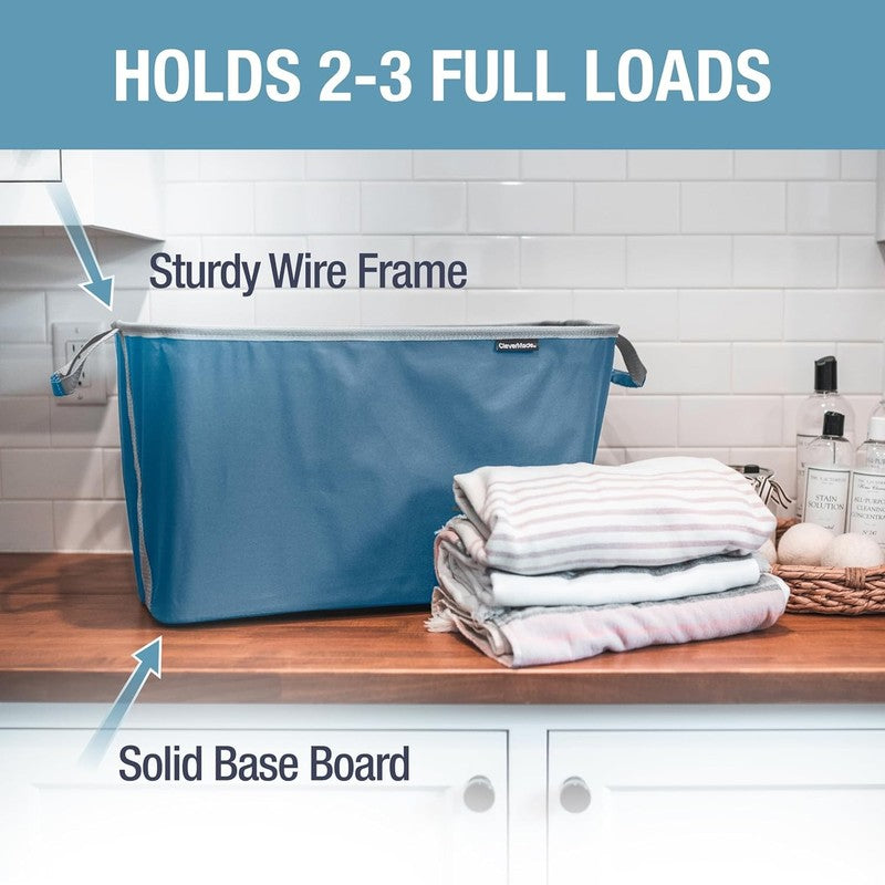 Collapsible Laundry Basket Hamper 2 Pack 60L Denim Gray Foldable Organizer1
