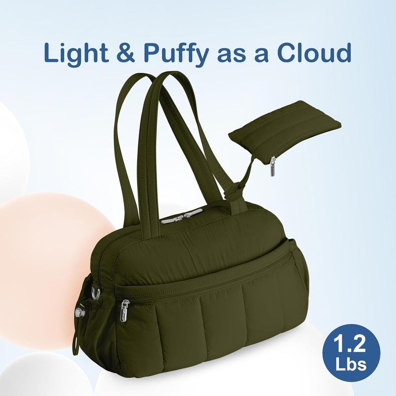 Travel Duffel Bag Women Puffer Gym Weekender Wet Pocket Carry On Dark Green3