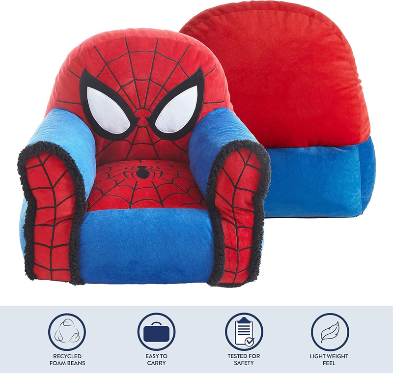 Spiderman Bean Bag Chair Red Medium Kids 3+ Sherpa Trim Polyester3