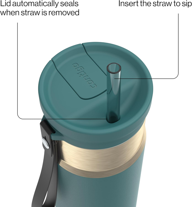 Snapseal 24oz Stainless Steel Vacuum Insulated Lid Straw BPA Free Carry Strap3