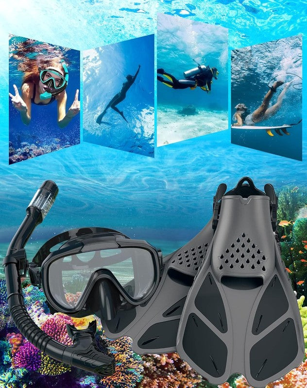 Snorkeling Gear for Adults Men Women,4 in 1 Snorkel Set with Panoramic View Divi6