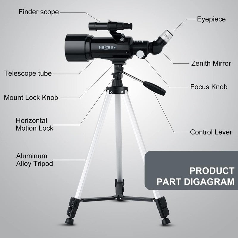 70mm Aperture Telescope for Kids & Adults with Phone Adapter & Carry Bag3