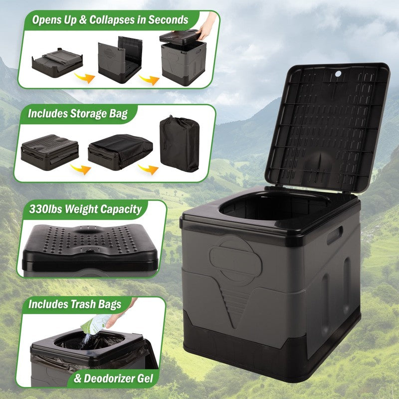 Outdoors Portable Toilet for Adults, 330Lb Capacity Camping Toilet2