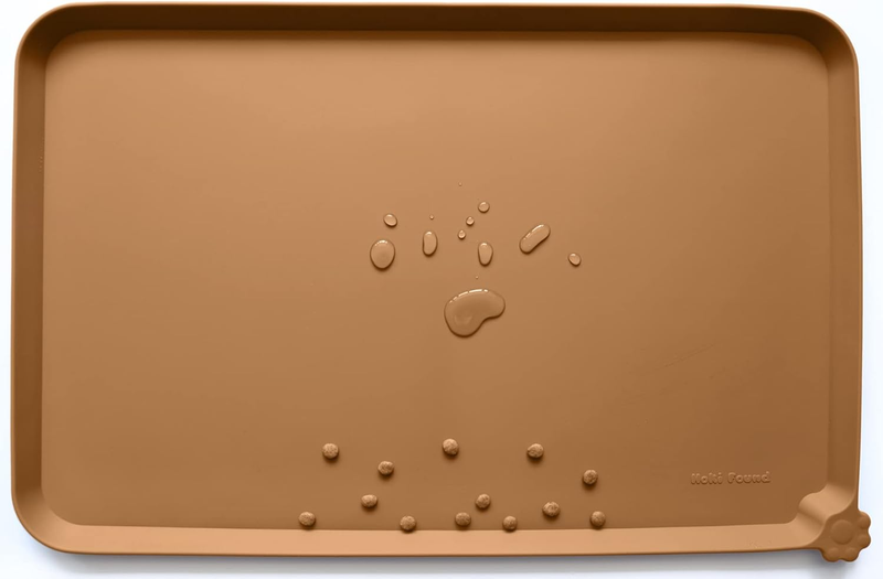 Silicone Pet Feeding Mat Waterproof Dog Cat Bowl Mat Raised Lip Butterscotch10