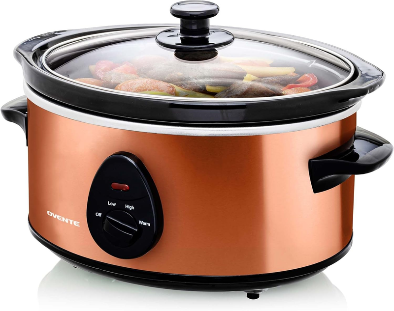 3.7Qt Electric Slow Cooker Stainless Steel Non-Stick Dishwasher Safe Copper8