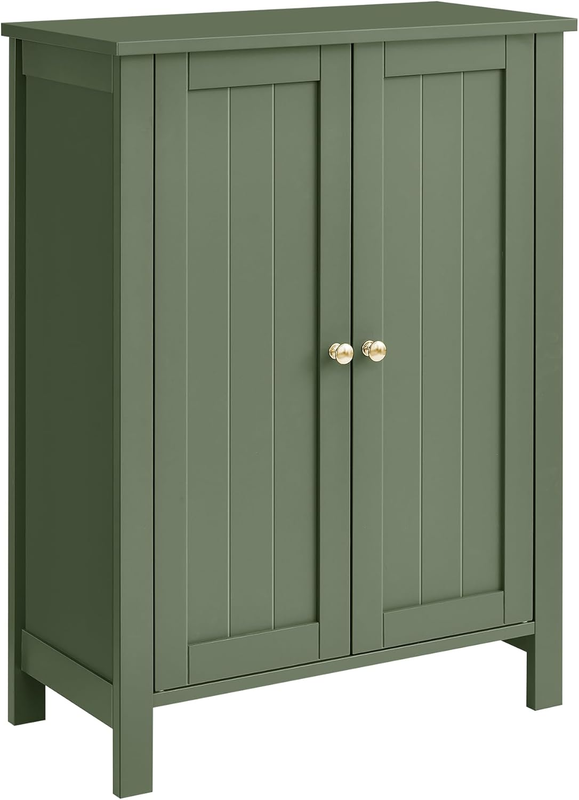 Bathroom Floor Storage Cabinet Forest Green 2 Adjustable Shelves Freestanding11